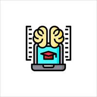 A computer with a brain on it and a graduation cap vector
