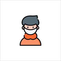 A man wearing a mask and scarf icon vector