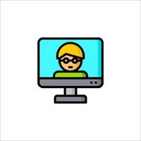 A man in a mask on a computer screen vector