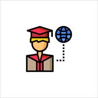 A graduate with a globe icon vector