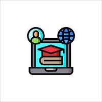 A laptop with a globe and a book on it vector