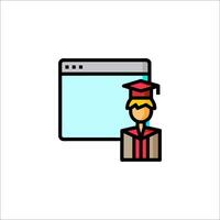 A graduate is looking at a computer screen vector