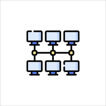 un red icono con cuatro ordenadores vector