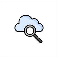 Cloud computing icon with magnifying glass illustration vector