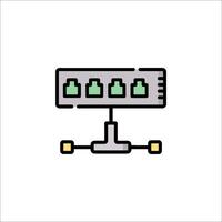 A network switch icon with four green lights vector