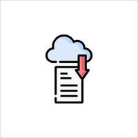 Cloud icon with a paper document and a red arrow vector