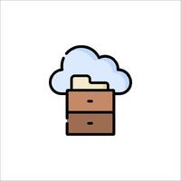 Cloud icon with a file cabinet and a cloud vector