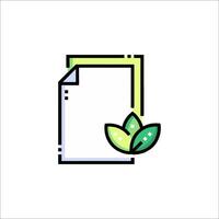 A green leaf on a paper document icon vector