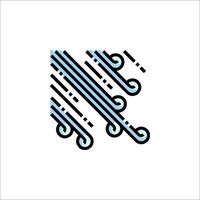A blue and black line icon with a wave pattern vector