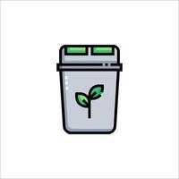 A trash can with a plant inside vector