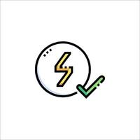 A lightning bolt icon with a check mark vector