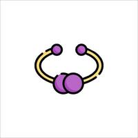 A purple and gold ring with two balls on it vector