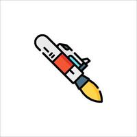 A rocket with a red and blue light on it vector