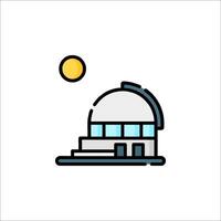 An icon of a building with a sun in the background vector