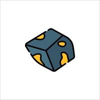 A blue and yellow dice icon on a white background vector