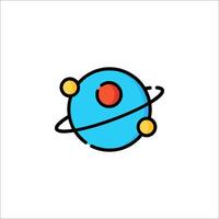 A cartoon planet with a red ring on it vector