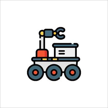 A robot with a wrench on top of it vector