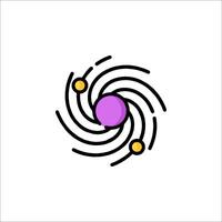 A purple and yellow spiral with a planet in the center vector