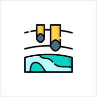 A line drawing of a boat with two people on it vector