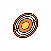 An orange and yellow orb with a ring around it vector