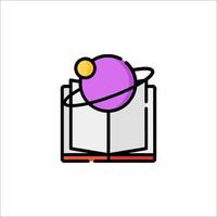 An open book with a planet on it vector