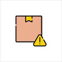 A box with a yellow caution sign on it vector