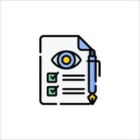 A document with a pen and an eye icon vector
