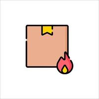 A box with a fire on it and a note inside vector