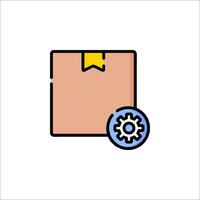 A box with a gear wheel and a yellow ribbon vector