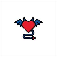 A heart with a devil's head and wings vector
