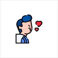 A man blowing a kiss to a heart icon vector