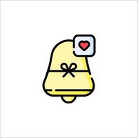 A yellow bell with a heart on it vector