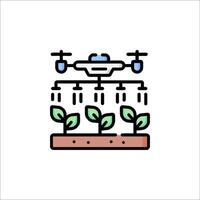 A plant growing in a pot with a drone flying over it vector