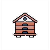 A house with a bee hive on top of it vector