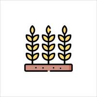 A wheat field icon with a plant growing on it vector