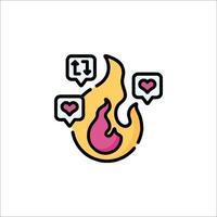 A fire with hearts and speech bubbles vector