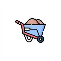 A wheelbarrow with sand in it on a white background vector