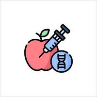 An apple with a syringe and a dna test vector