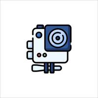 A blue and white camera icon on a white background vector