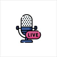 A microphone with the word live on it vector