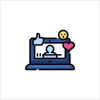 A laptop with a person on it and a heart vector
