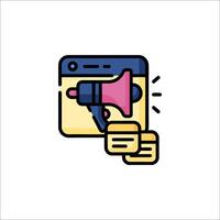 A megaphone icon with a stack of papers vector