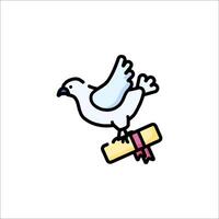 A white dove with a ribbon on its back vector