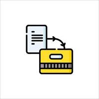 A yellow and black machine with a paper document vector