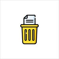 A trash can with a paper document inside vector