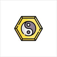 Yin yang symbol on a hexagon vector