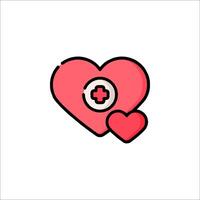 A heart with a cross on it, with a red cross on it vector
