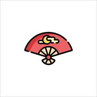 A red fan with a yellow moon on it vector