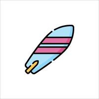 A cartoon surfboard with a pink and blue stripe vector