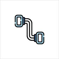 A blue and black line icon of a cable vector